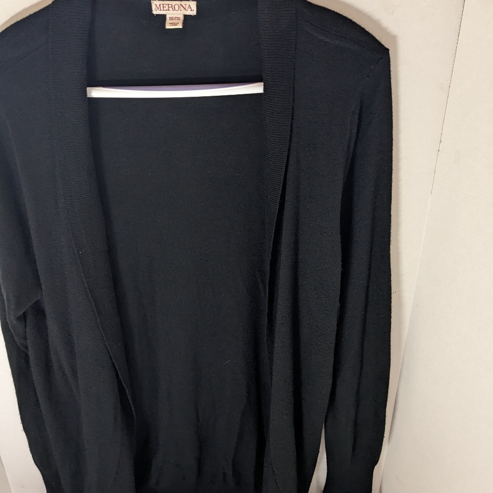 Merona open front tunic length cardigan sweater women's black size XXL cowl